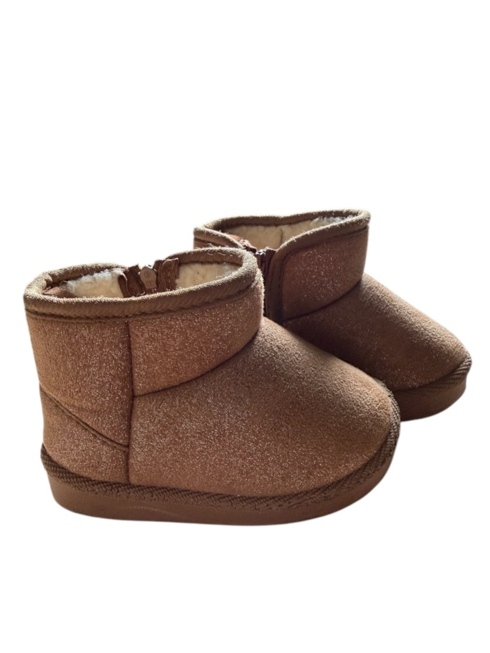 Cozy First Steps sparkly brown zipper boots for baby size 4